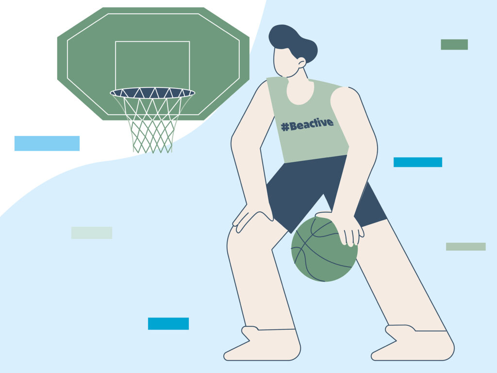 Illustration d'un homme qui fait du basket